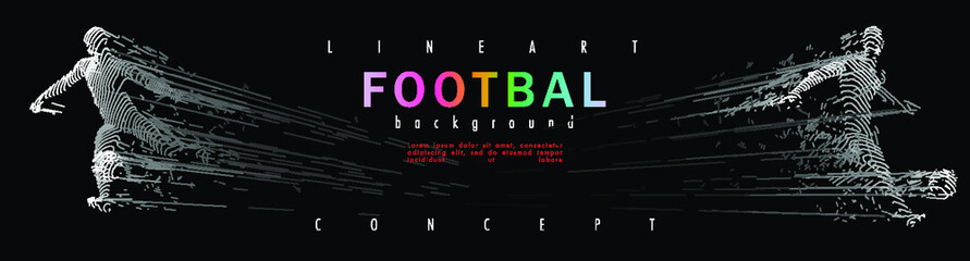 Football concept. Vector drawn by lines. Soccer art. Creative line-art set. Vector template brochures, flyers, presentations, logo, print, leaflet, banners.