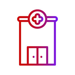 Hospital, Clinic Icon Logo Illustration Vector Isolated. Hospital and Healthcare Icon. Suitable for Website Design, Logo, App, and UI. Editable Stroke and Pixel Perfect. EPS 10.
