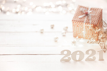New year 2021 holiday background with new year decor