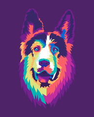 colorful german shepherd dog with style pop art