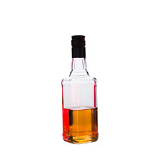 whiskey bottle on white background with red highlights