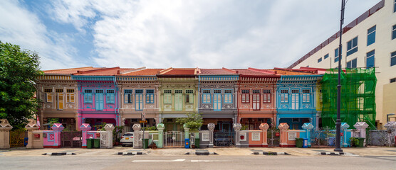 Panorama image of Peranakan House at Katong area.  - obrazy, fototapety, plakaty