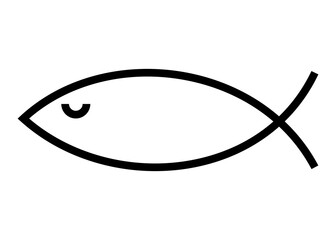 Christian symbol fish sign. Outline fish icon vector. Black icon isolated on white background. Illustration, EPS10.