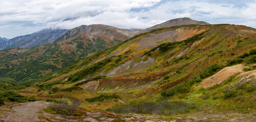 View of the hills and valleys surrounding the volcano Vilyuchinskaya Sopka Kamchatka.