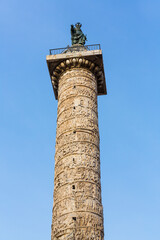 The Column of Marcus Aurelius, Piazza Colonna, Rome, Italy, Europe