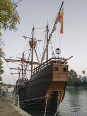 A Spanish galleon on the river Guadalquivir, Seville, Spain