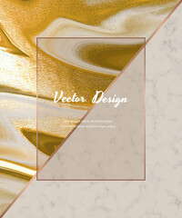 Geometric cover design with golden liquid ink and marble texture
