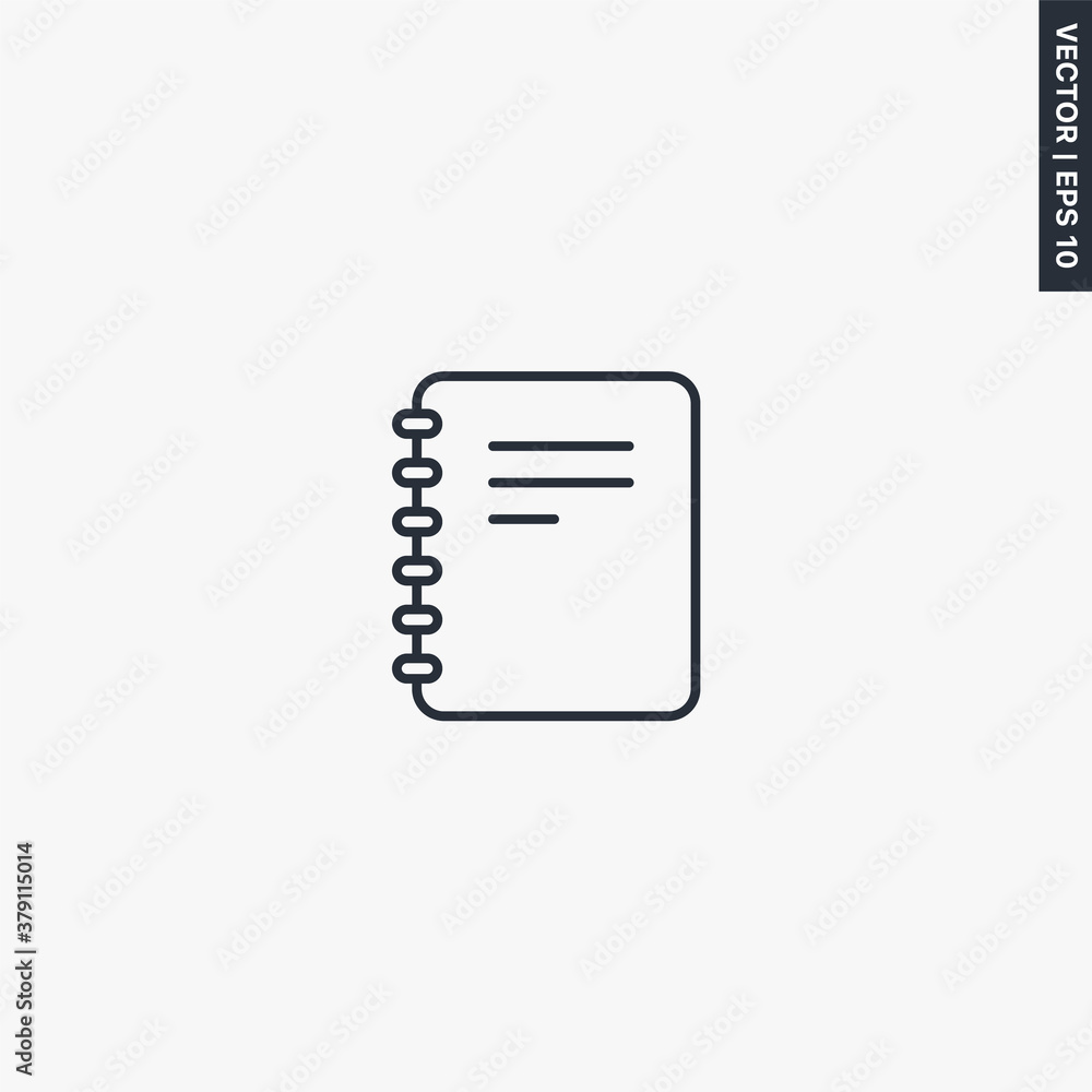 Poster notepad, journal, linear style sign for mobile concept and web design
