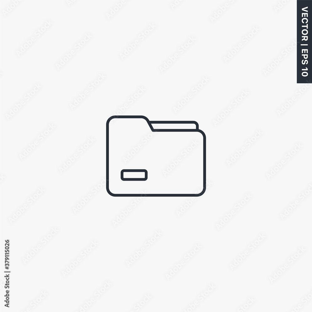 Poster office folder, linear style sign for mobile concept and web design