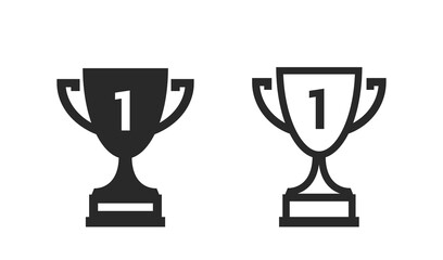 two trophy cups icons. victory, success and first place symbols