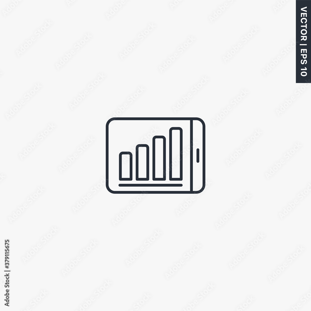 Poster online analytics, linear style sign for mobile concept and web design