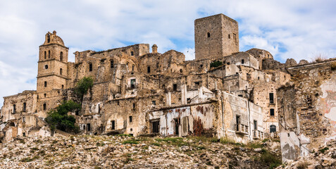 Ruins of Craco, a ghost town near Matera, Basilicata, Italy