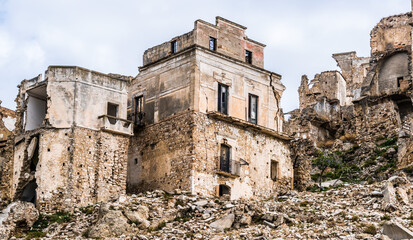 Ruins of Craco, a ghost town near Matera, Basilicata, Italy