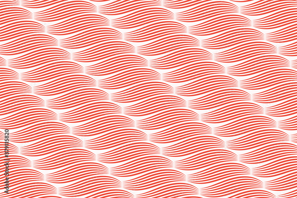 Poster seamless diagonal waves pattern. striped texture. abstract background. vector illustration. red colo