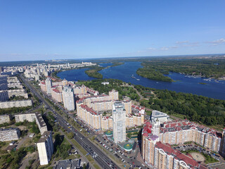 Panoramic view of Kiev (drone image). 