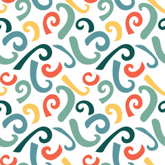 Trendy seamless pattern with graphic abstract shapes. Avant garde puzzle style.