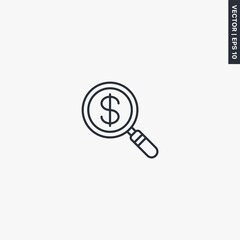 Search dollar, linear style sign for mobile concept and web design