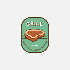 Steak Grill Logo design template. Badges and design elements for BBQ. vector illustration.