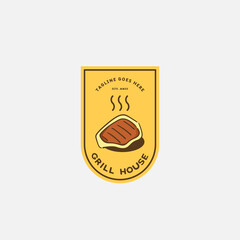 Steak Grill Logo design template. Badges and design elements for BBQ. vector illustration.