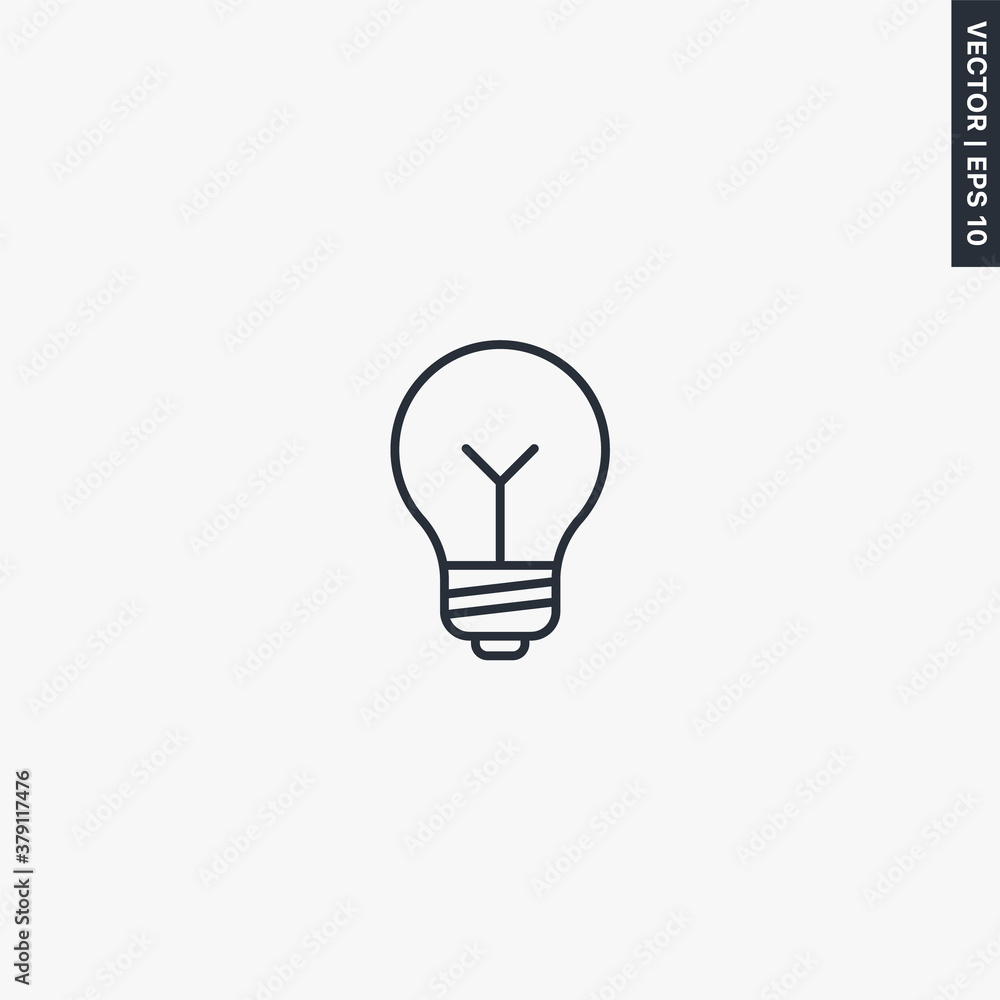 Poster light bulb, linear style sign for mobile concept and web design