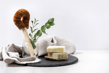 Reusable and natural organic products on background