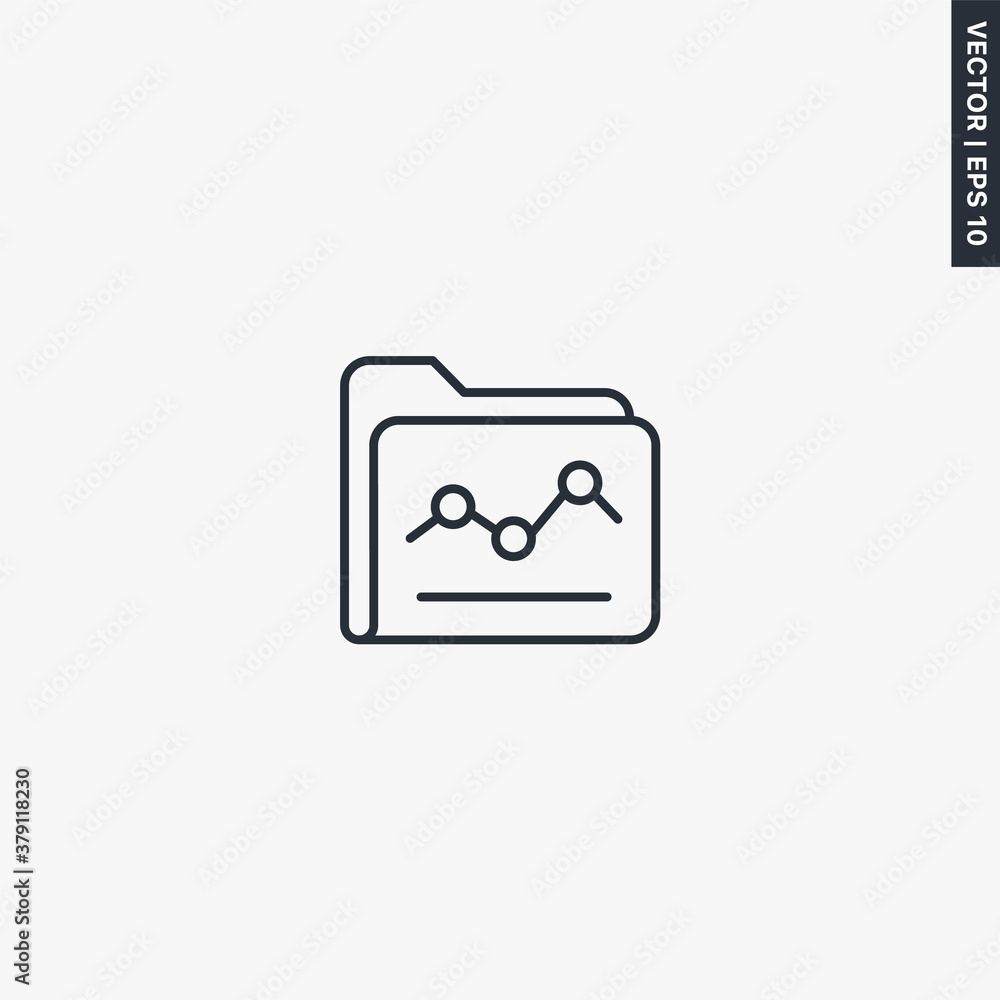 Aufkleber folder with a graph, linear style sign for mobile concept and web design