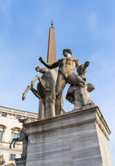 Fototapeta na wymiar Obelisk, Castor and Pollux Monument, Quirinale Square, Rome, Italy, Europe