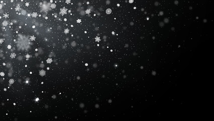 Snowflakes fade from top corner. Blizzard overlay, cold winter snow and Christmas snowfall vector illustration