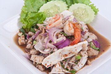 Thai food, spicy mixed seafood salad