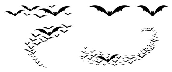 Happy halloween party. Flying bats pumpkins face. Funny flat vector signs. 31 october fest, horror. Pumpkins icons. Emotion smiley, smile, emoji emoticons faces. Creepy, Fly bat pictogram.