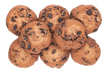 Chocolate cookies isolated on white background with clipping path.