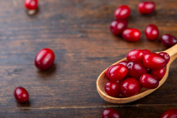 Dogwood berries in a wooden spoon