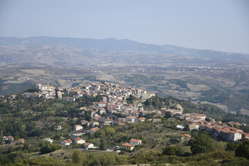 Fototapeta na wymiar Panoramic view of Baselice, a rural village in the province of Benevento, Italy.