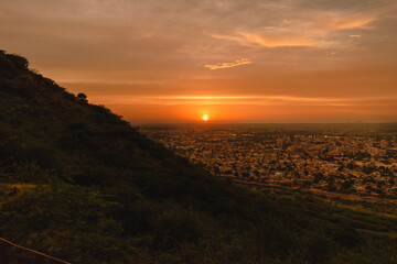 sunset over the Bhuj city seen from Bhujiya hill