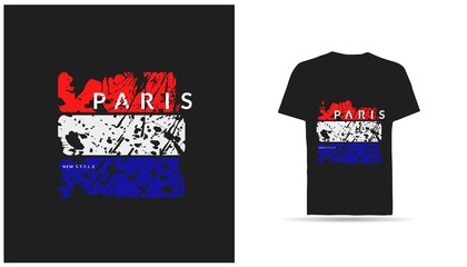 Paris side stylish t-shirt and apparel trendy design with palm trees silhouettes, typography, print, vector illustration. Global swatches.