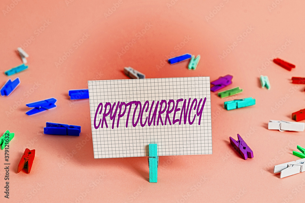 Poster writing note showing cryptocurrency. business concept for form of currency that exists digitally has