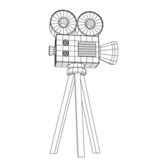 Polygonal camera projector. Movie time. Show film cinema festival concept.