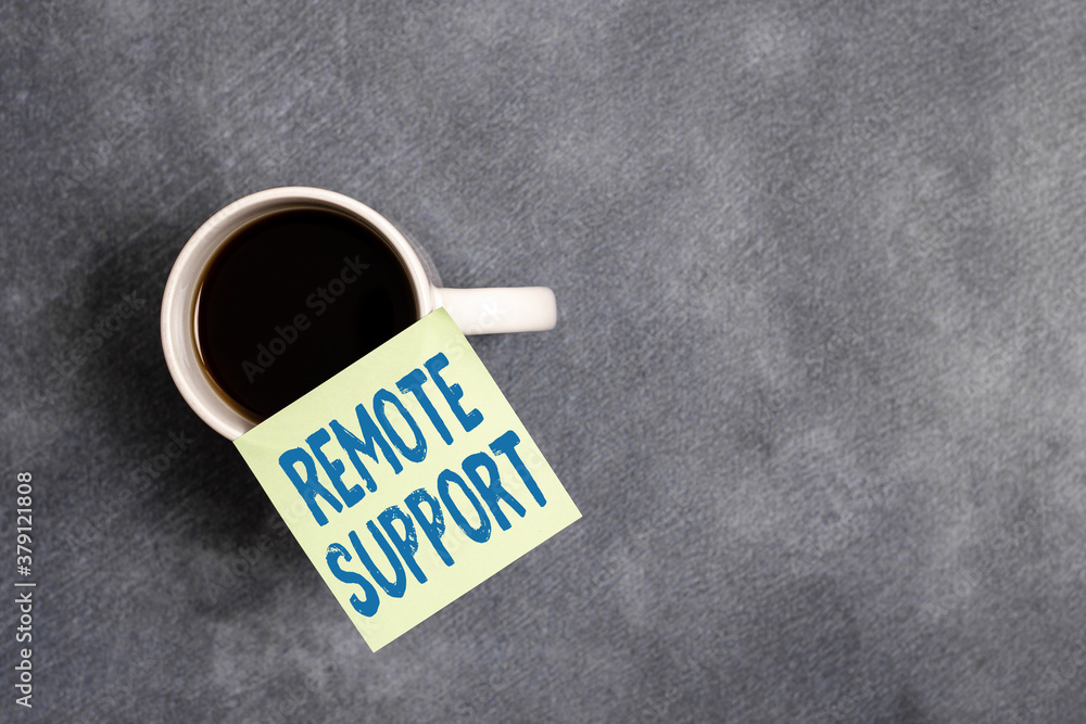 Poster word writing text remote support. business photo showcasing type of secure service, which permits re