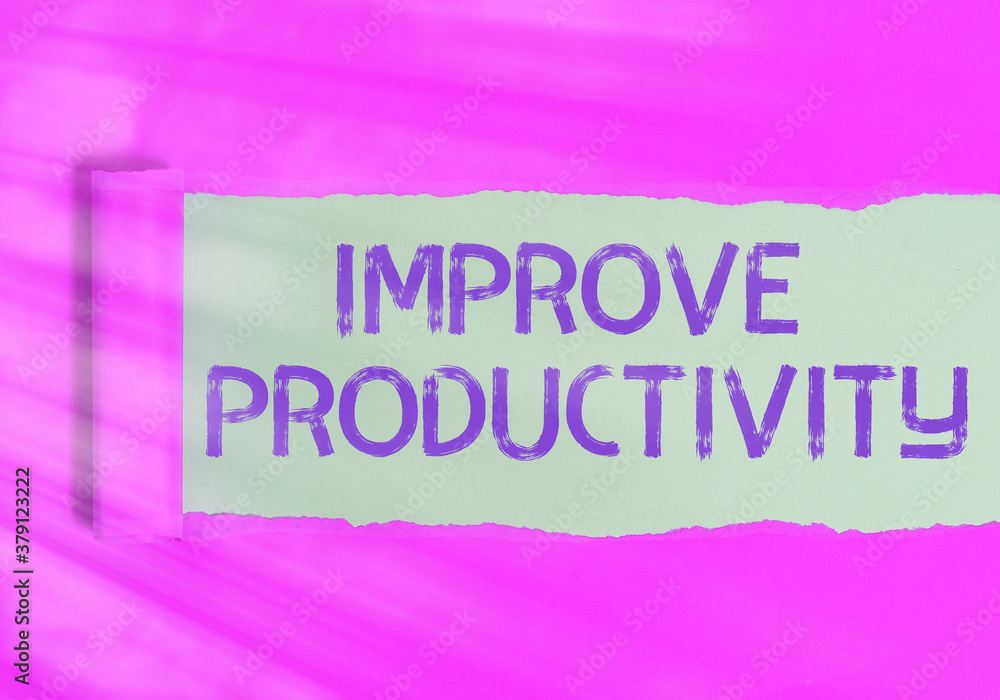 Poster conceptual hand writing showing improve productivity. concept meaning to increase the machine and pr
