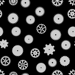 abstract vector black flat gears seamless pattern