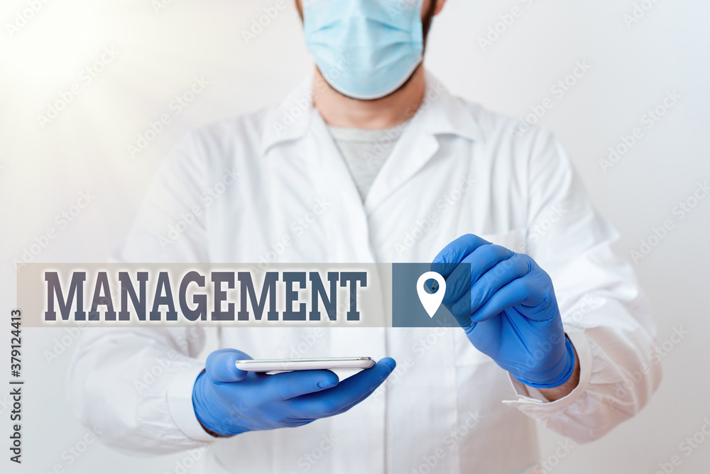 Poster handwriting text managment. conceptual photo process of dealing with plan, organization and informat