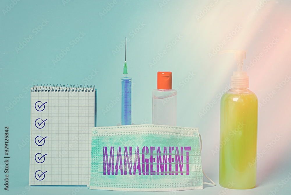Aufkleber writing note showing managment. business concept for process of dealing with plan, organization and 
