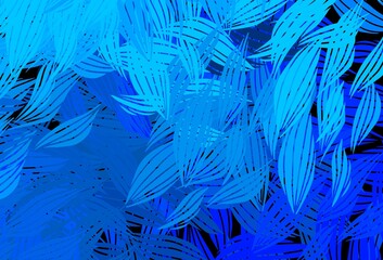 Dark BLUE vector abstract backdrop with leaves.