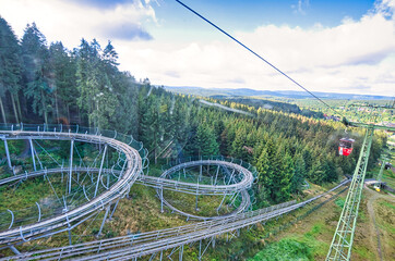 View over the city from Bocksberg in the Harz Mountains of Lower Saxony in Hahnenklee