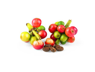 fresh coffee beans isolated on white background