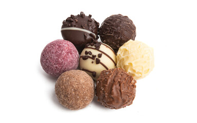chocolate truffles isolated