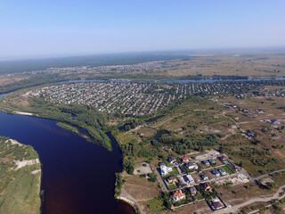 Aerial view of the saburb landscape (drone image). Near Kiev
