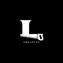 Saw concept L letter logo design.