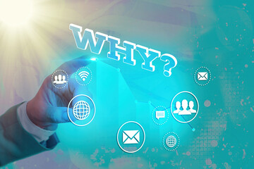 Writing note showing Why question. Business concept for the cause, reason, or purpose for which you...
