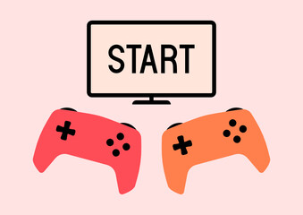 Video game controller icon. Gamepad and tv vector illustration